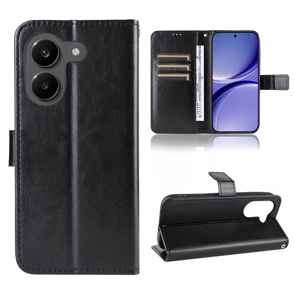 For Xiaomi Redmi Turbo 5 5G / Xiaomi Poco X8 Pro 5G PU Leather Case with Strap Crazy Horse Texture Phone Wallet Cover