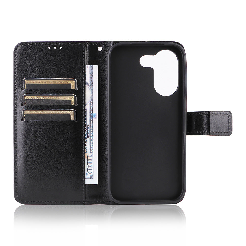 For Xiaomi Redmi Turbo 5 5G / Xiaomi Poco X8 Pro 5G PU Leather Case with Strap Crazy Horse Texture Phone Wallet Cover