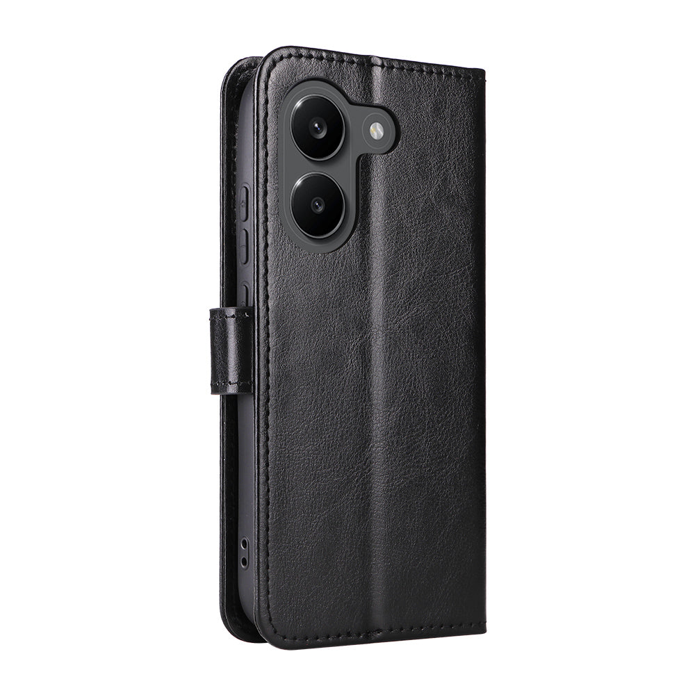 For Xiaomi Redmi Turbo 5 5G / Xiaomi Poco X8 Pro 5G PU Leather Case with Strap Crazy Horse Texture Phone Wallet Cover