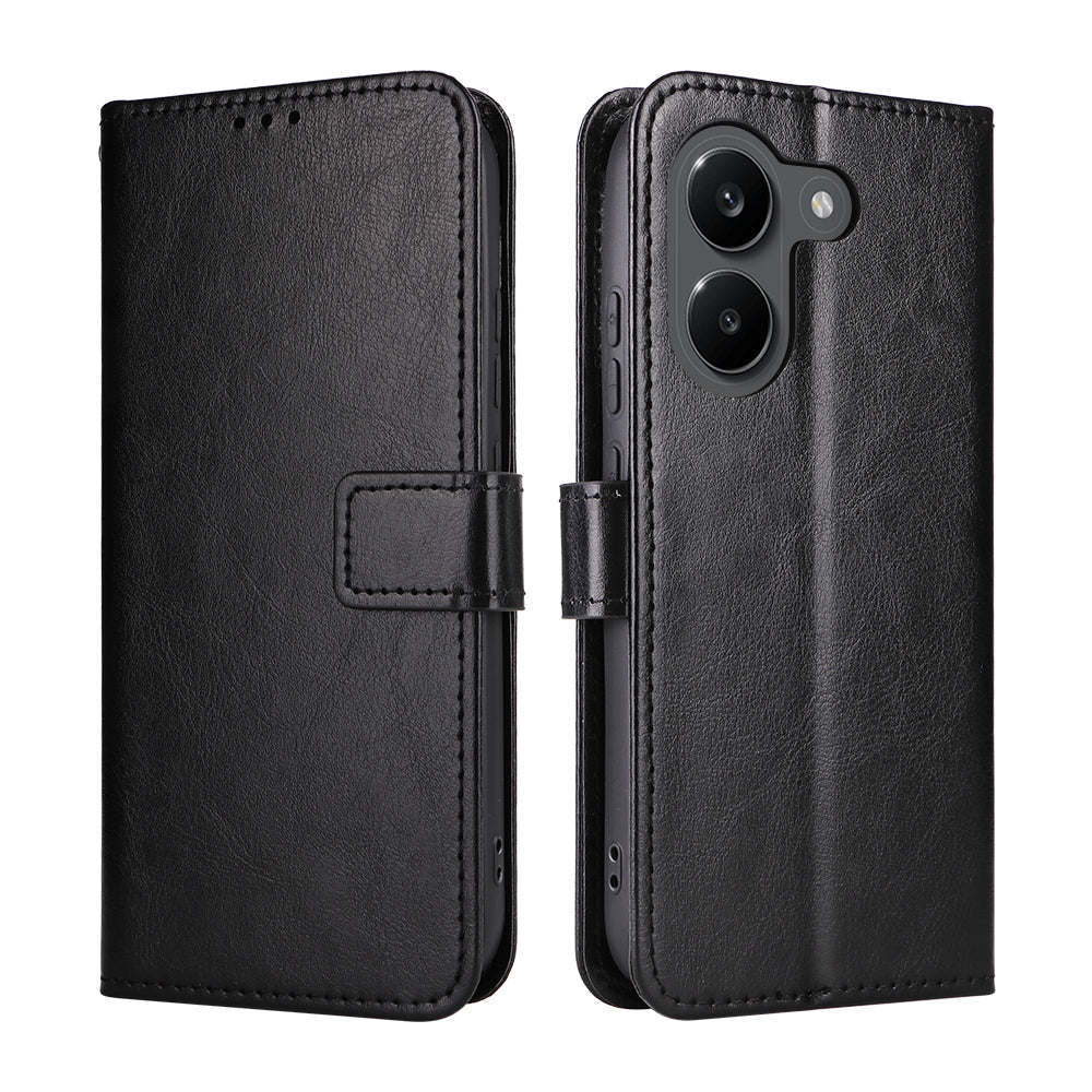 For Xiaomi Redmi Turbo 5 5G / Xiaomi Poco X8 Pro 5G PU Leather Case with Strap Crazy Horse Texture Phone Wallet Cover