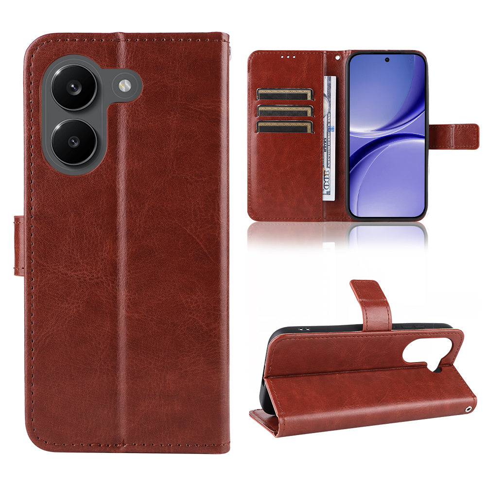 For Xiaomi Redmi Turbo 5 5G / Xiaomi Poco X8 Pro 5G PU Leather Case with Strap Crazy Horse Texture Phone Wallet Cover
