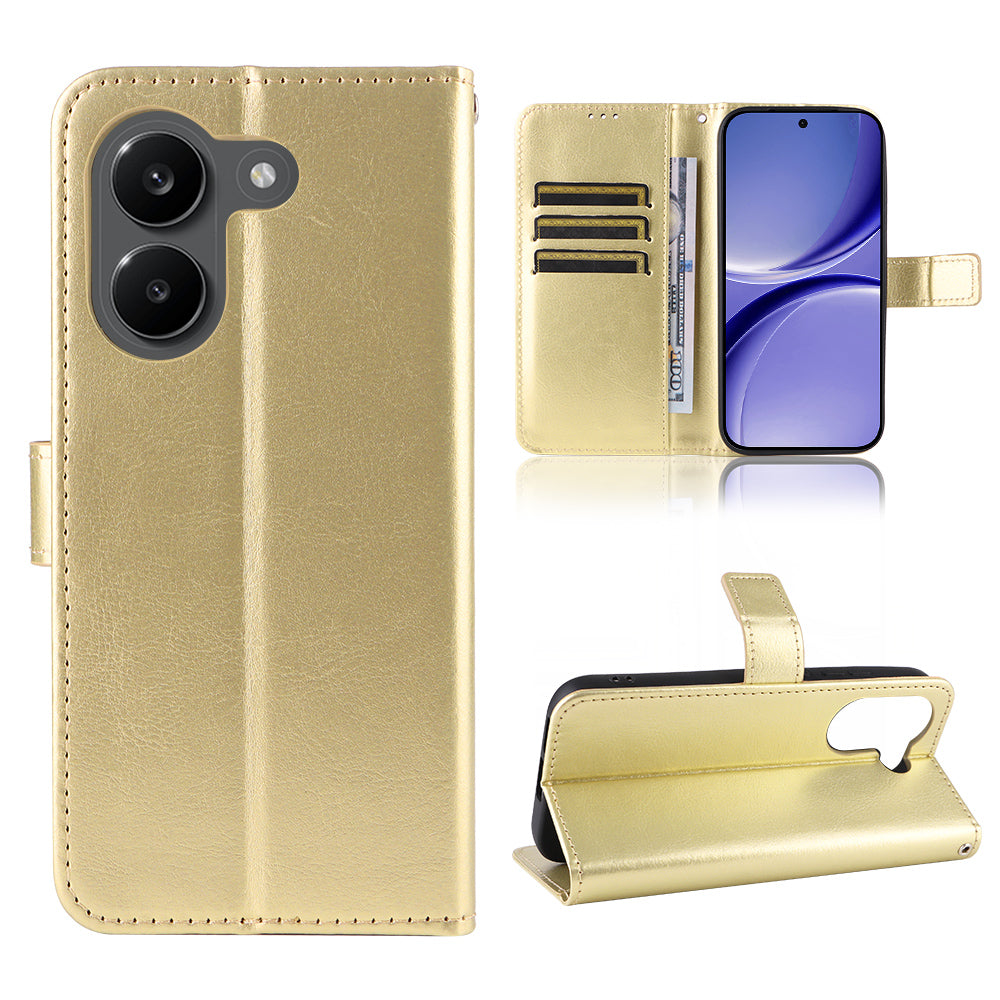 For Xiaomi Redmi Turbo 5 5G / Xiaomi Poco X8 Pro 5G PU Leather Case with Strap Crazy Horse Texture Phone Wallet Cover