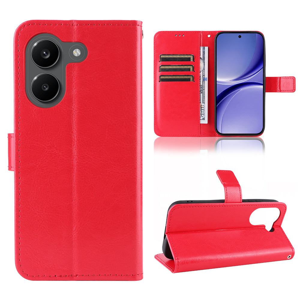For Xiaomi Redmi Turbo 5 5G / Xiaomi Poco X8 Pro 5G PU Leather Case with Strap Crazy Horse Texture Phone Wallet Cover