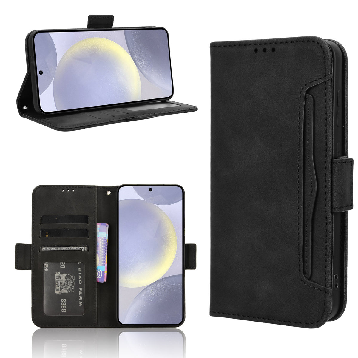 Läderfodral för Samsung Galaxy S27/S26 med plånbok och flera kortfack