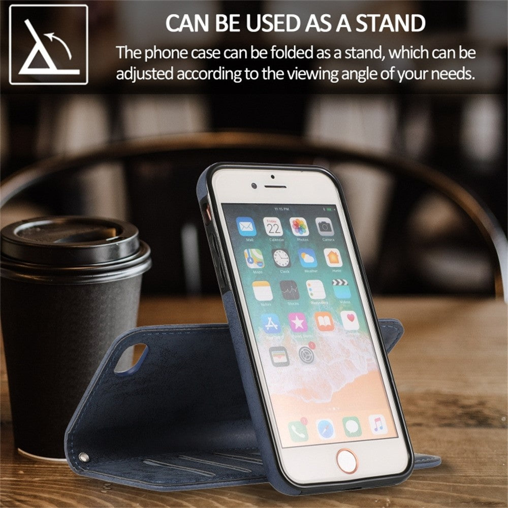 Wallet Case For iPhone 8 / 7 / SE (2022) / SE (2020) Retro Matte Magnetic Detachable PU Leather TPU Phone Cover