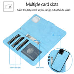 For iPhone 11 Wallet Case Retro Matte Magnetic Detachable PU Leather TPU Phone Cover