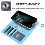 For iPhone 11 Wallet Case Retro Matte Magnetic Detachable PU Leather TPU Phone Cover
