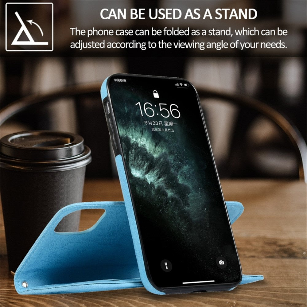 For iPhone 11 Wallet Case Retro Matte Magnetic Detachable PU Leather TPU Phone Cover