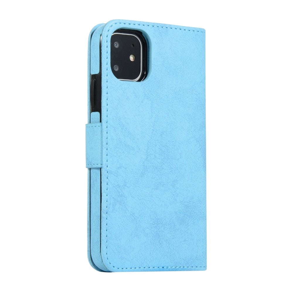 For iPhone 11 Wallet Case Retro Matte Magnetic Detachable PU Leather TPU Phone Cover