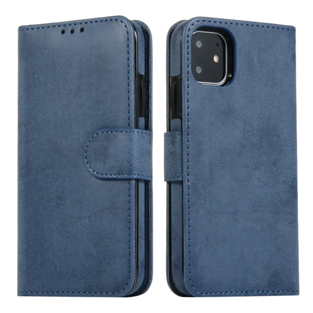 For iPhone 11 Wallet Case Retro Matte Magnetic Detachable PU Leather TPU Phone Cover