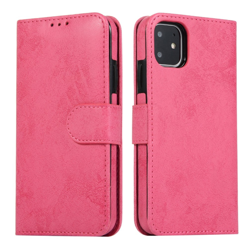 For iPhone 11 Wallet Case Retro Matte Magnetic Detachable PU Leather TPU Phone Cover