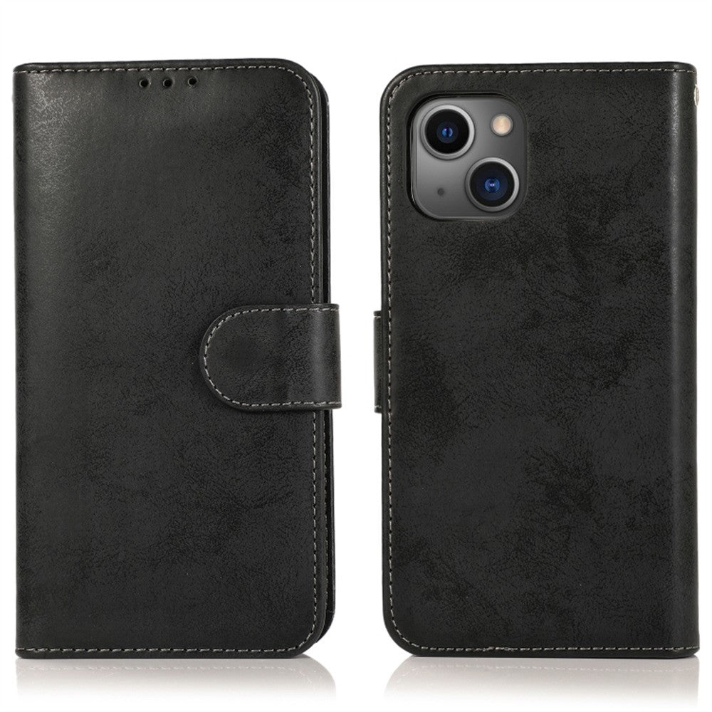 For iPhone 13 Wallet Case Retro Matte Magnetic Detachable PU Leather TPU Phone Cover