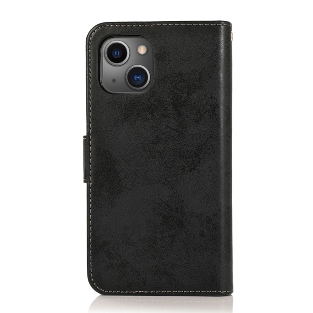For iPhone 13 Wallet Case Retro Matte Magnetic Detachable PU Leather TPU Phone Cover