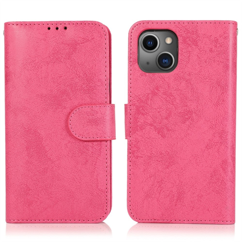 For iPhone 13 Wallet Case Retro Matte Magnetic Detachable PU Leather TPU Phone Cover