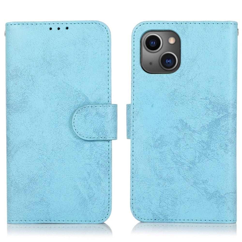 For iPhone 13 Wallet Case Retro Matte Magnetic Detachable PU Leather TPU Phone Cover