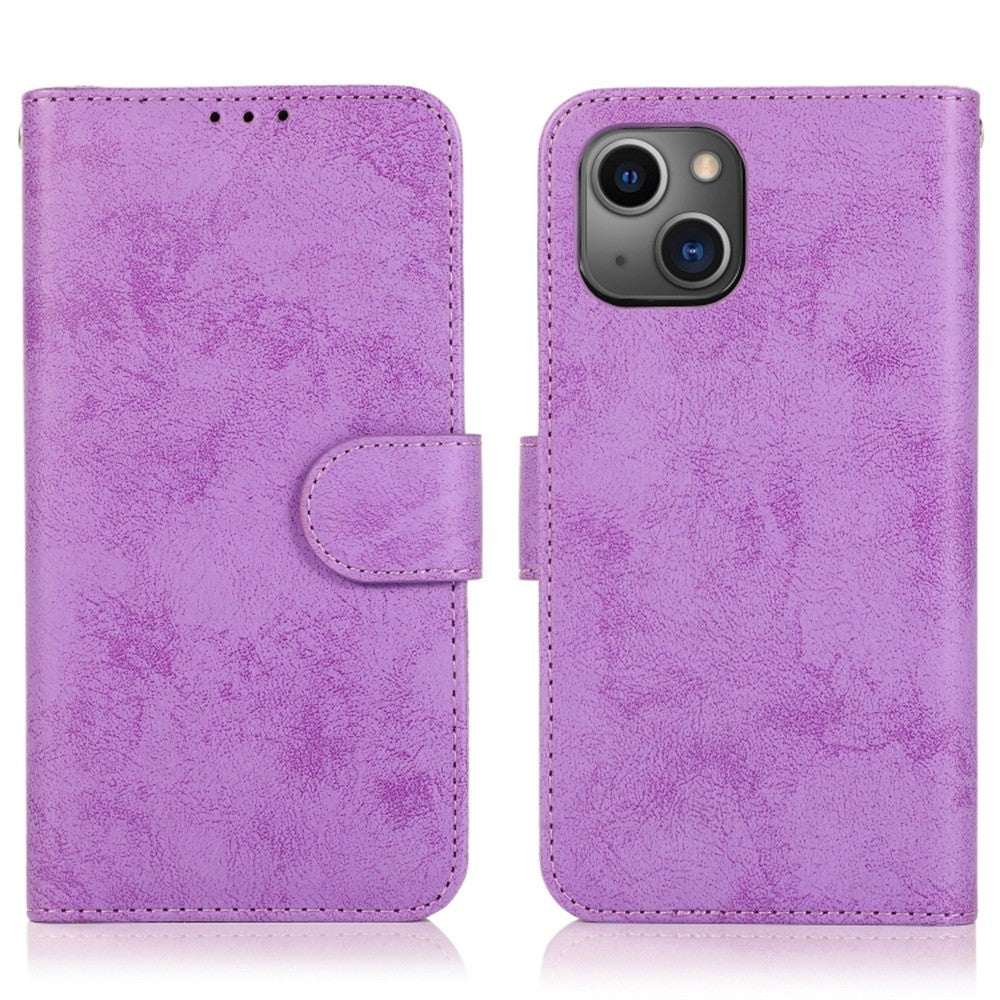For iPhone 13 Wallet Case Retro Matte Magnetic Detachable PU Leather TPU Phone Cover