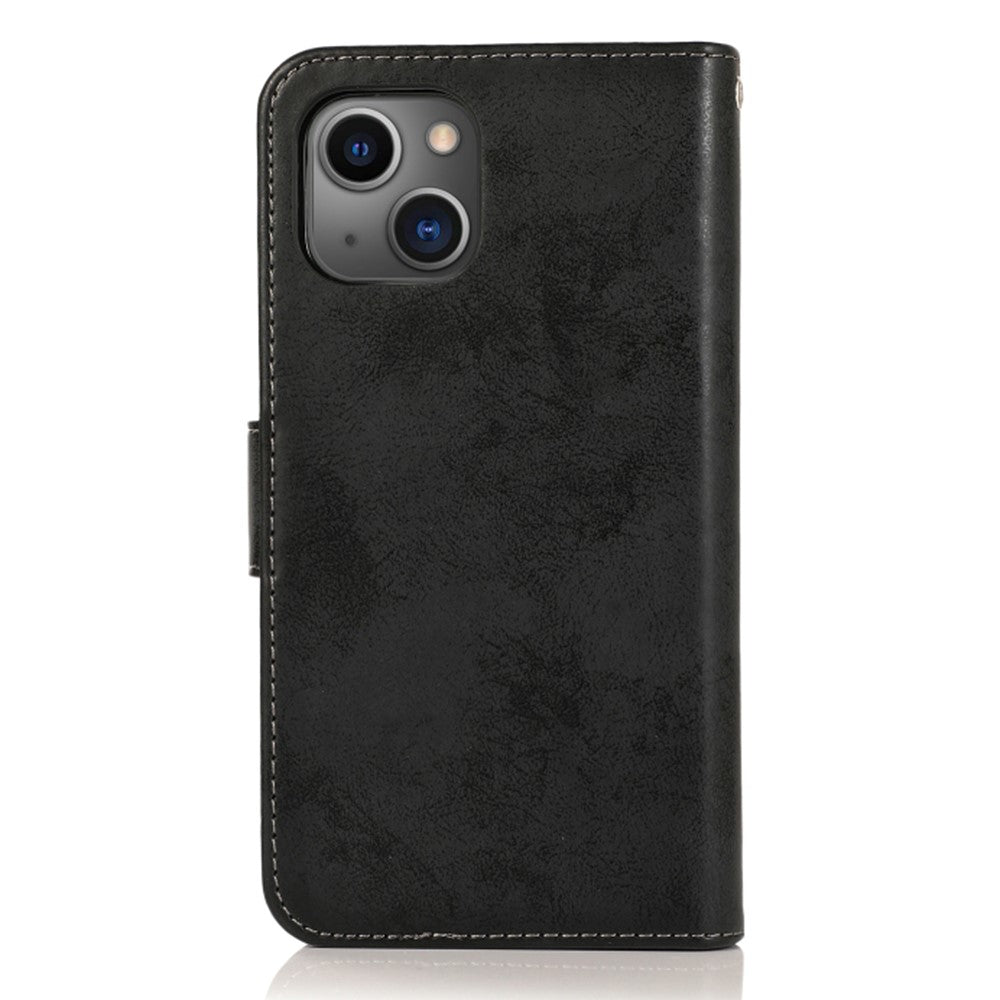 Til iPhone 15 Pung Etui Retro Mat Magnetisk Aftageligt PU Læder TPU Telefoncover