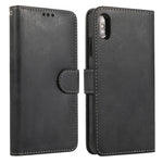 For iPhone XS Max Wallet Case Retro Matte Magnetic Detachable PU Leather TPU Phone Cover