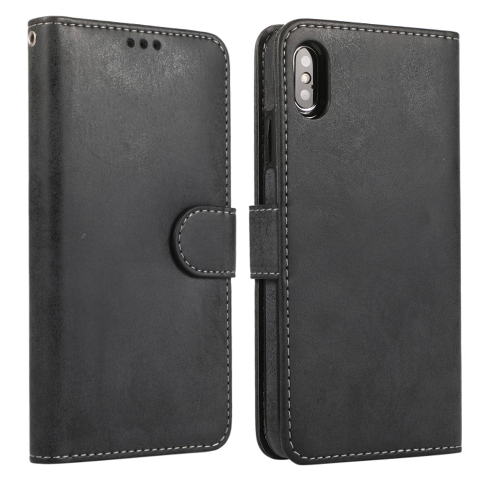 For iPhone XS Max Wallet Case Retro Matte Magnetic Detachable PU Leather TPU Phone Cover
