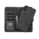 For iPhone XS Max Wallet Case Retro Matte Magnetic Detachable PU Leather TPU Phone Cover