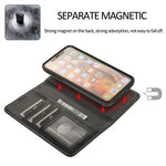 For iPhone XS Max Wallet Case Retro Matte Magnetic Detachable PU Leather TPU Phone Cover