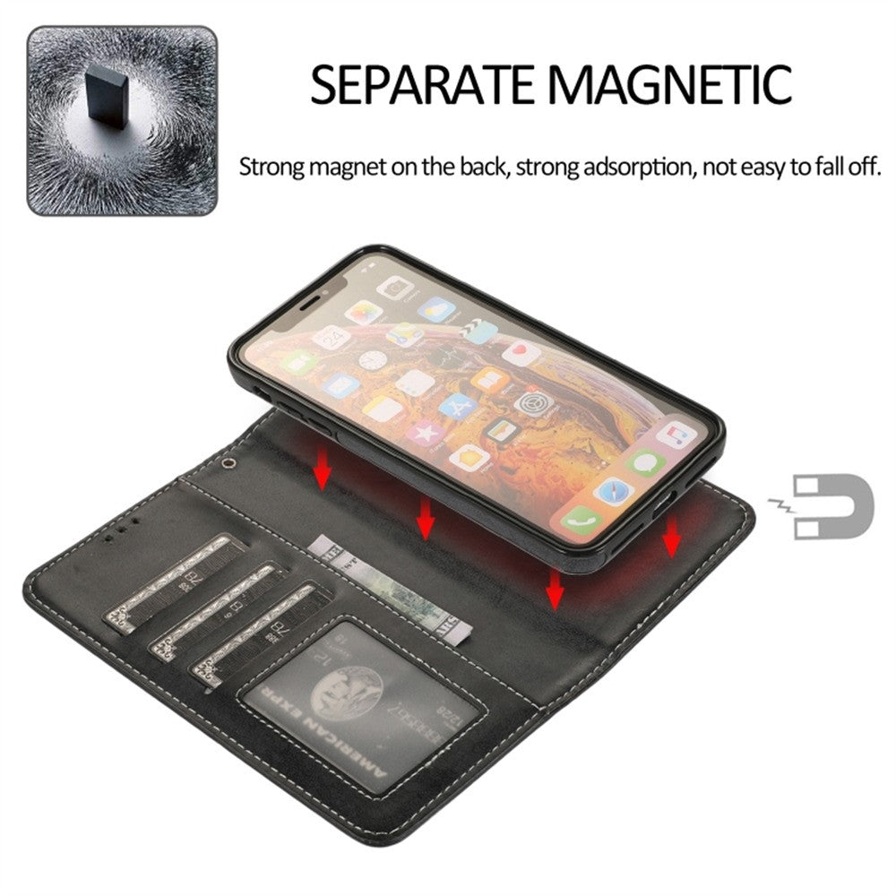 For iPhone XS Max Wallet Case Retro Matte Magnetic Detachable PU Leather TPU Phone Cover