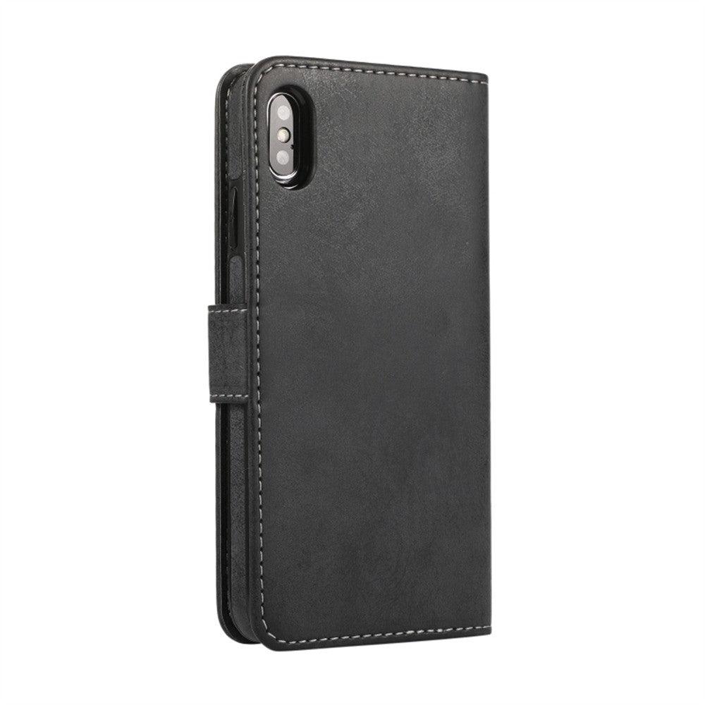 For iPhone XS Max Wallet Case Retro Matte Magnetic Detachable PU Leather TPU Phone Cover