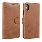For iPhone XS Max Wallet Case Retro Matte Magnetic Detachable PU Leather TPU Phone Cover