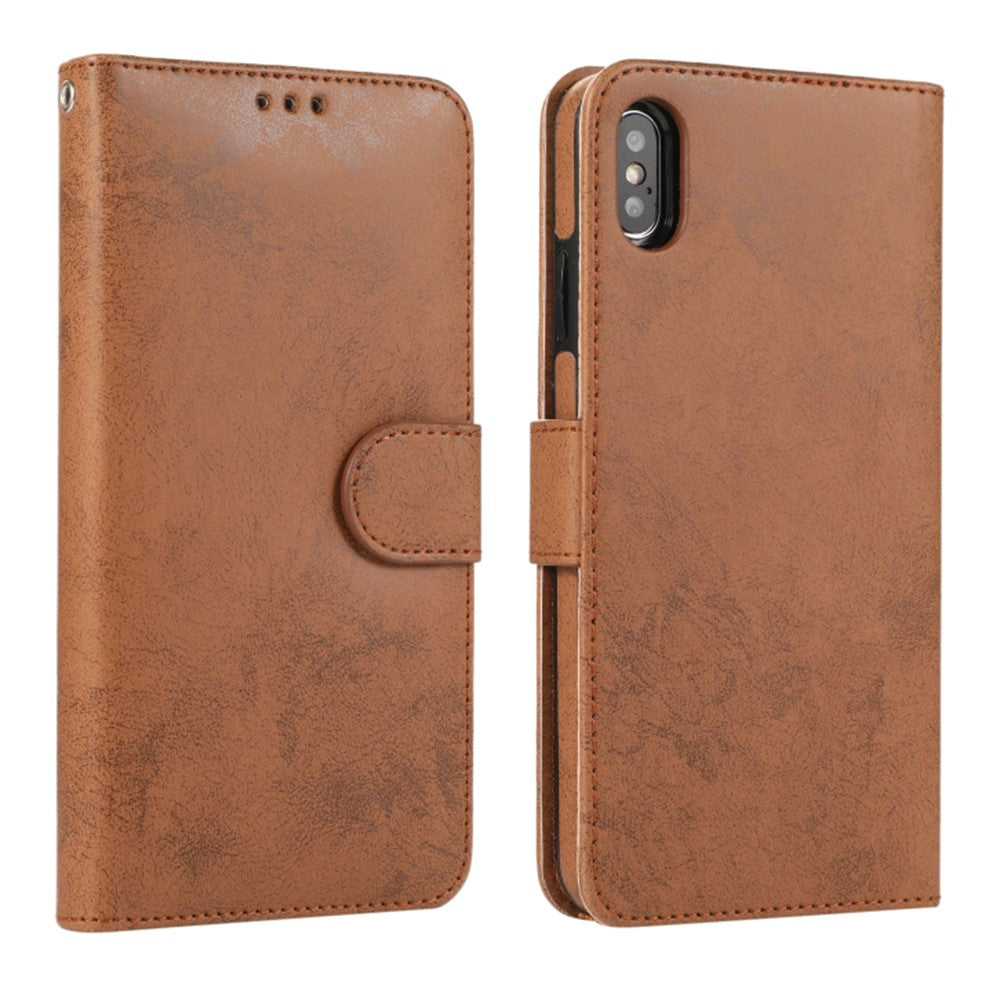 For iPhone XS Max Wallet Case Retro Matte Magnetic Detachable PU Leather TPU Phone Cover