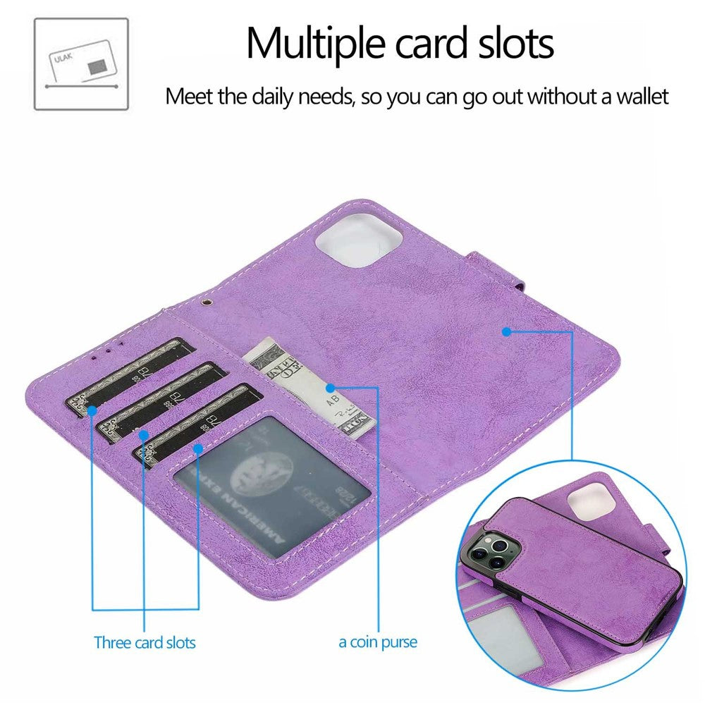Til iPhone 16 Pro Pung Etui Retro Mat Magnetisk Aftageligt PU Læder TPU Telefoncover