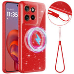 Magnetic Case For Motorola Edge 60 Neo 5G / Edge 50 Neo 5G / Moto S50 5G / ThinkPhone 25 5G Glitter TPU Shockproof Phone Cover with Lanyard