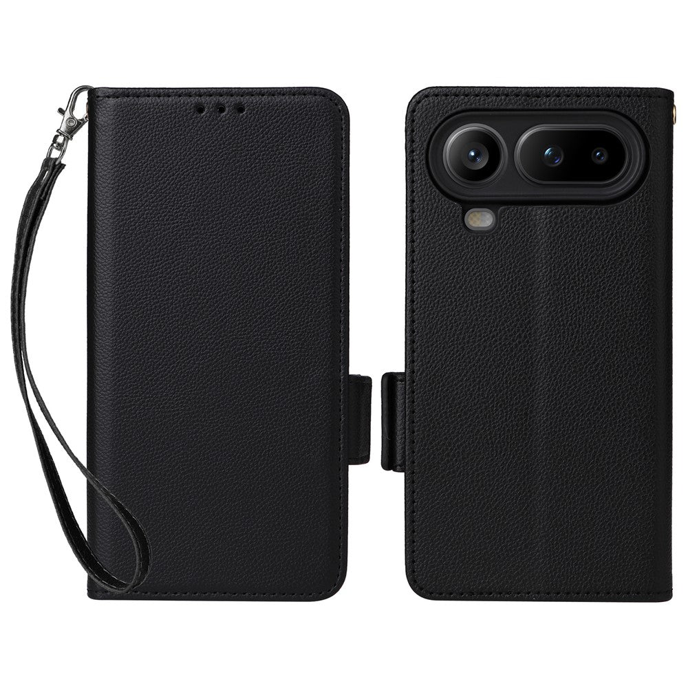 For Honor Magic8 Pro Air 5G Case Litchi Texture Wallet Leather Phone Cover with Wrist Strap