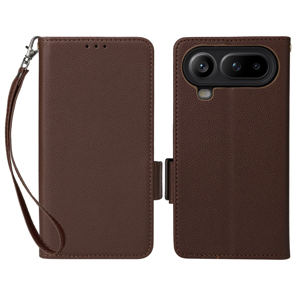 For Honor Magic8 Pro Air 5G Case Litchi Texture Wallet Leather Phone Cover with Wrist Strap