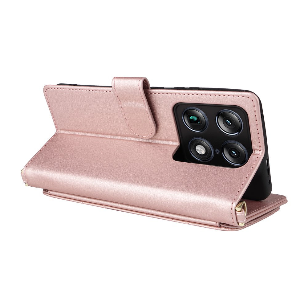 For Motorola Signature 5G / Moto X70 Air Pro 5G læder etui standerpung telefon cover med skulder-/håndledsrem