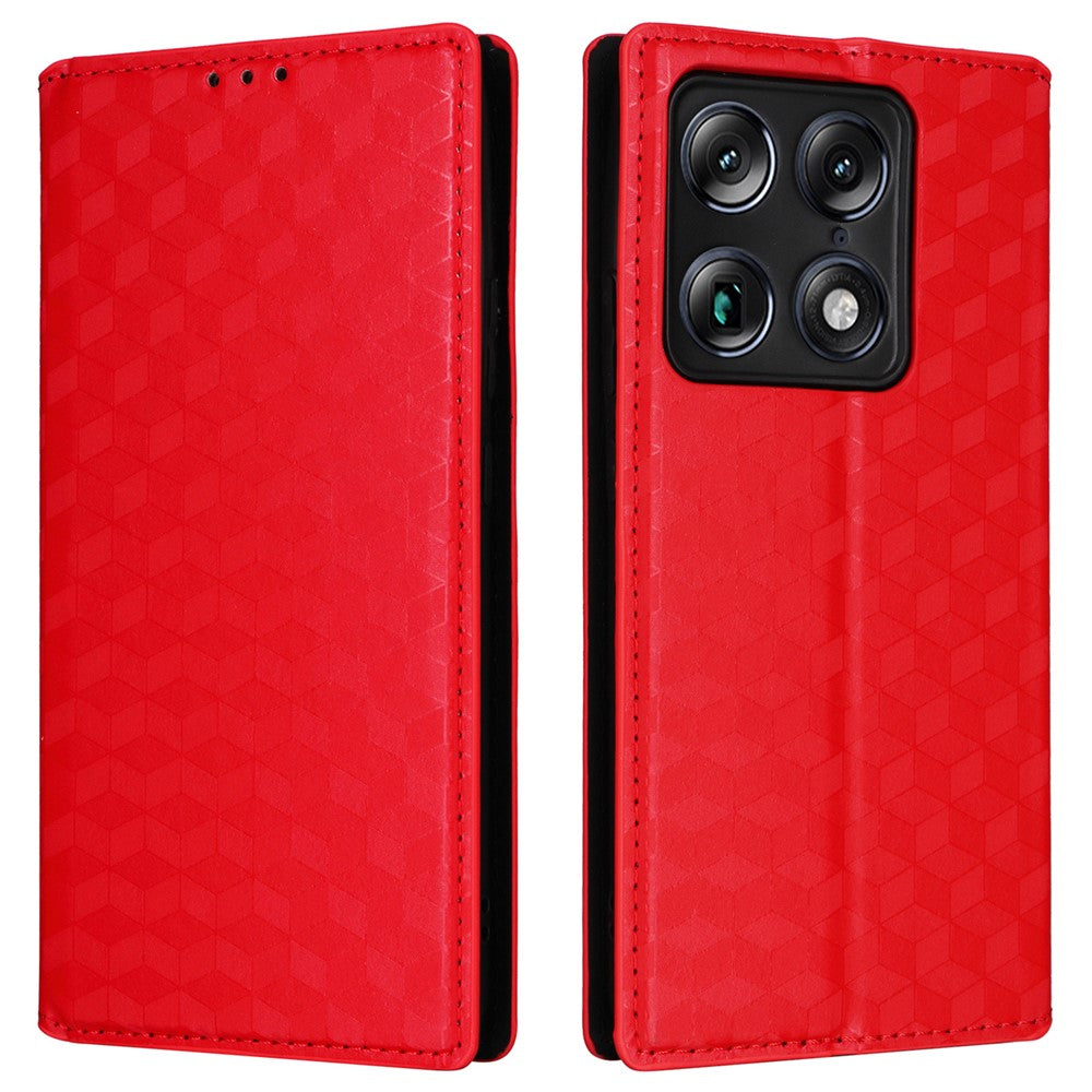 Tegnebogs-etui i PU-læder med rhombemønster til Motorola Signature 5G / Moto X70 Air Pro 5G