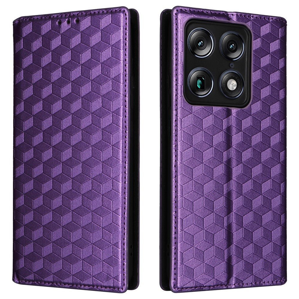 Tegnebogs-etui i PU-læder med rhombemønster til Motorola Signature 5G / Moto X70 Air Pro 5G
