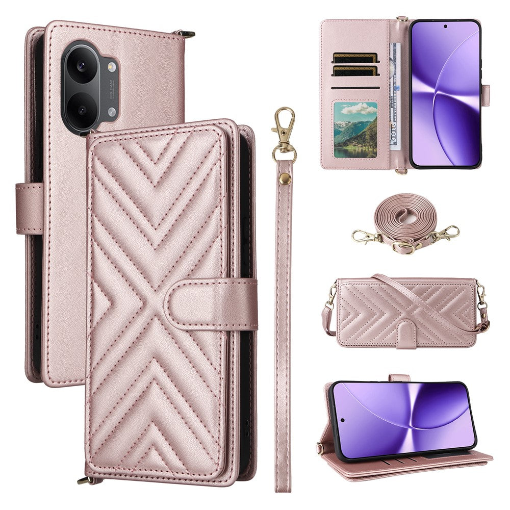 Leather Case For Xiaomi Poco X8 Pro Max 5G  /  Redmi Turbo 5 Max 5G Stand Wallet Phone Cover with Shoulder  /  Wrist Strap