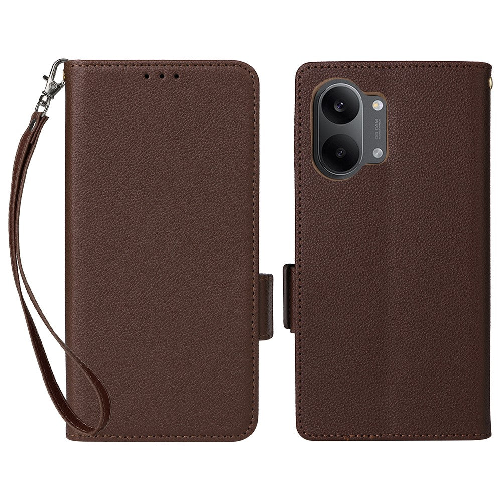 Phone Case For Xiaomi Poco X8 Pro Max 5G  /  Redmi Turbo 5 Max 5G Litchi Texture Wallet Leather Phone Cover with Wrist Strap