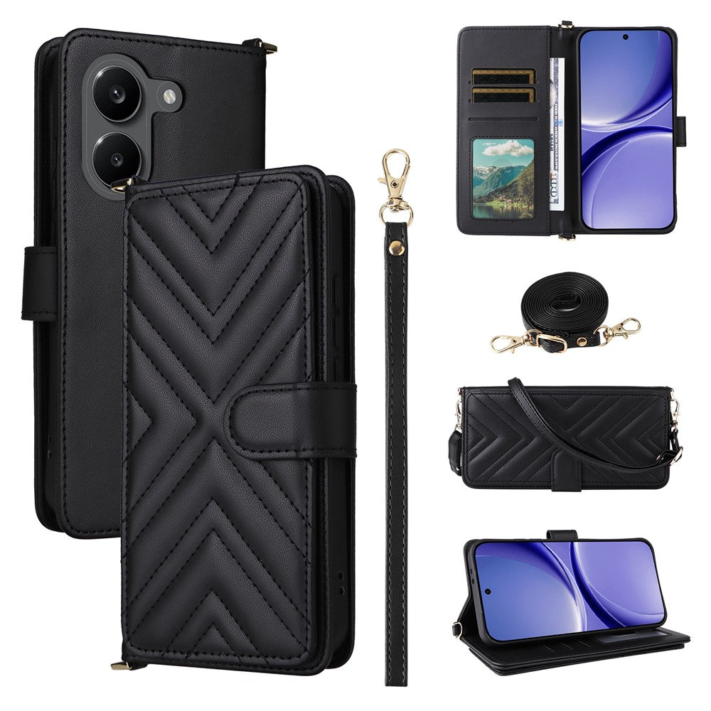 Leather Case For Xiaomi Poco X8 Pro 5G  /  Redmi Turbo 5 5G Stand Wallet Phone Cover with Shoulder  /  Wrist Strap