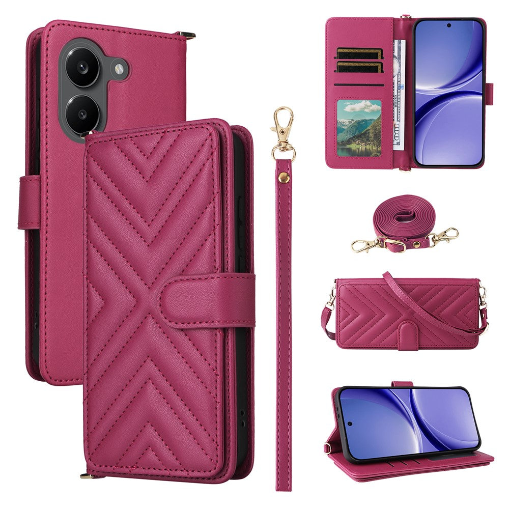 Leather Case For Xiaomi Poco X8 Pro 5G  /  Redmi Turbo 5 5G Stand Wallet Phone Cover with Shoulder  /  Wrist Strap