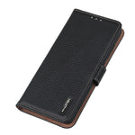 KHAZNEH For Honor X8d 4G Wallet Case Litchi Texture Genuine Cow Leather Flip Phone Cover
