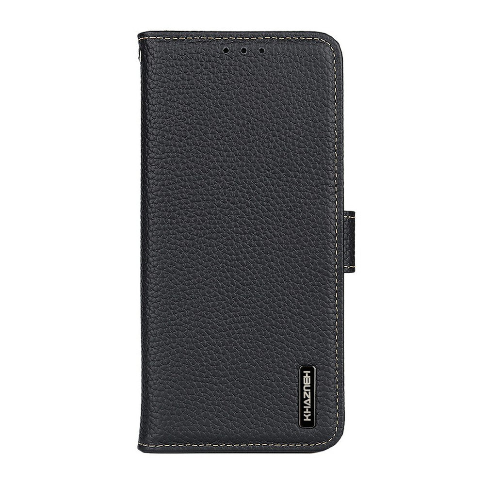 KHAZNEH For Honor X8d 4G Wallet Case Litchi Texture Genuine Cow Leather Flip Phone Cover
