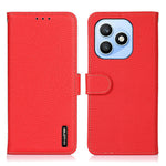 KHAZNEH For Honor X8d 4G Wallet Case Litchi Texture Genuine Cow Leather Flip Phone Cover