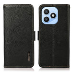 KHAZNEH for Honor X8d 4G Phone Case Litchi Texture Genuine Cow Leather Cover RFID Blocking