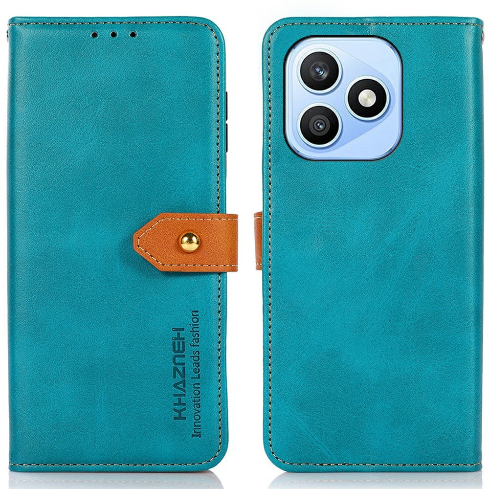 KHAZNEH For Honor X8d 4G Wallet Case Gold Magnetic Clasp Cowhide Texture Leather Flip Stand Phone Cover
