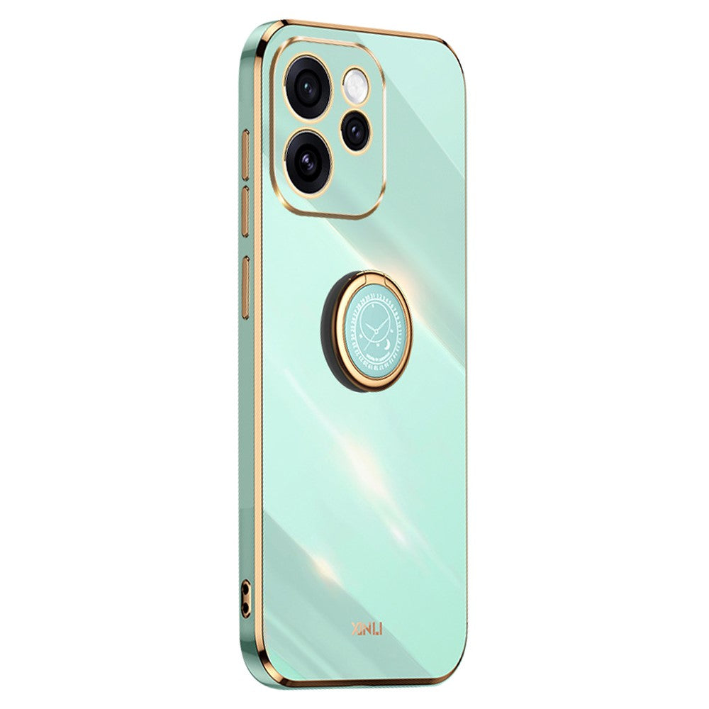 XINLI För Oppo Reno15 F 5G mobilskal Ringstativ Galvaniserad TPU Svettåligt Skyddande mobilskal
