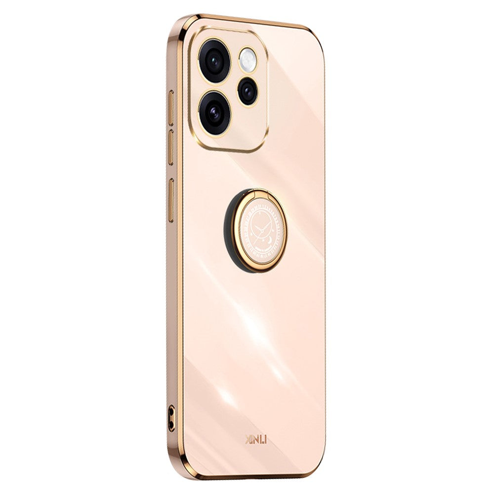 XINLI För Oppo Reno15 F 5G mobilskal Ringstativ Galvaniserad TPU Svettåligt Skyddande mobilskal