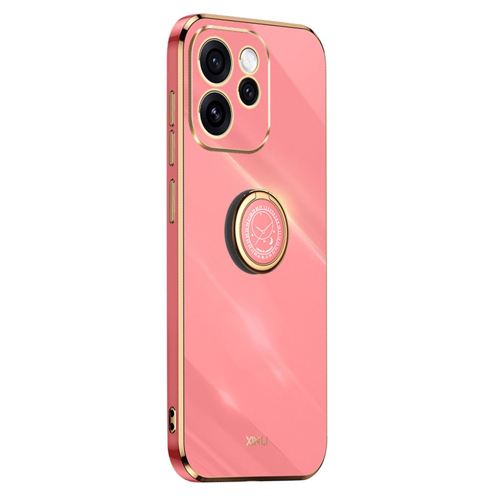 XINLI För Oppo Reno15 F 5G mobilskal Ringstativ Galvaniserad TPU Svettåligt Skyddande mobilskal