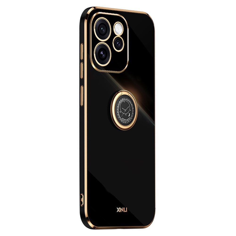 XINLI För Oppo Reno15 F 5G mobilskal Ringstativ Galvaniserad TPU Svettåligt Skyddande mobilskal