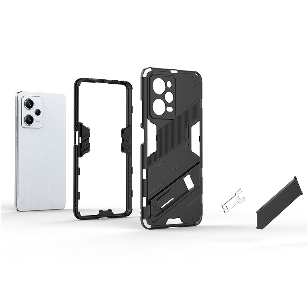 For Xiaomi Redmi Note 12 Pro 5G Hard PC+Soft TPU Kickstand Case Anti-scratch Mobile Phone Cover
